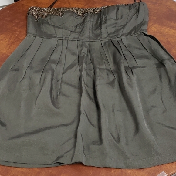 Mm Couture by Miss Me Sexy Strapless Beaded Cocktail Dress Olive Green Large VG - Picture 4 of 16